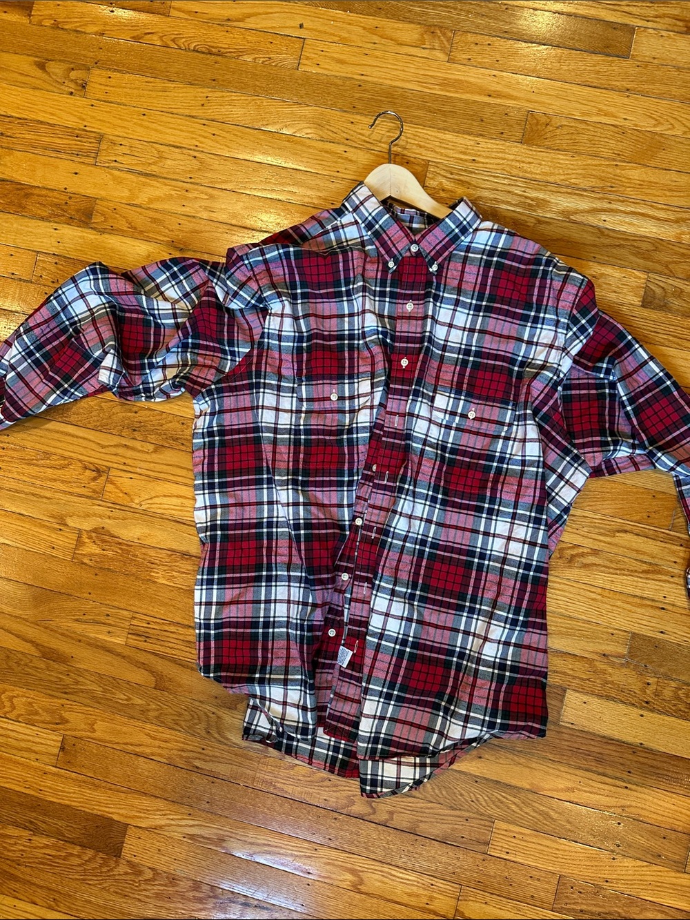 Ralph Lauren Red and White Plaid Button-Down Shirt